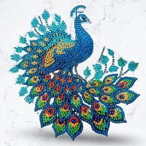 Colorful Hand Crafted Peacock Diamond Art Sun Catcher